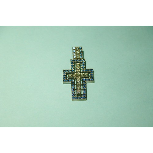 Крест золотой с сапфирами и бриллиантами