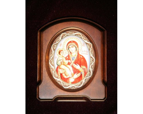Икона в технике финифть "Пр. Богородица Троеручница"